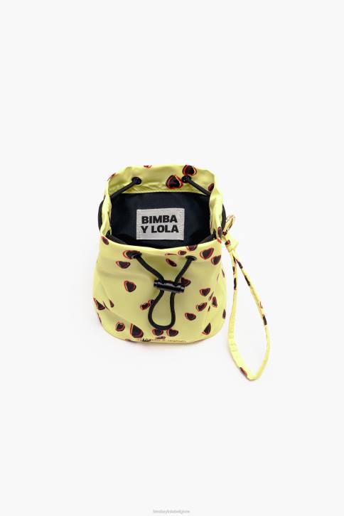 kleine bucket mini tas met hartjes print Bimba Y Lola geel accessoires 4HDL1084