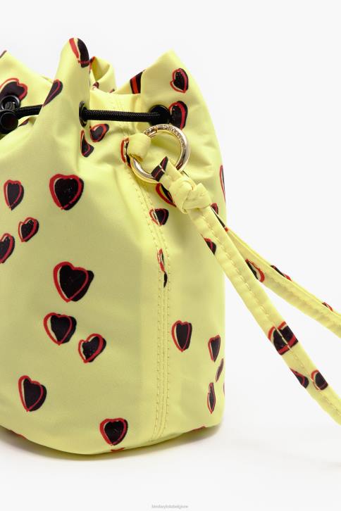 kleine bucket mini tas met hartjes print Bimba Y Lola geel accessoires 4HDL1084