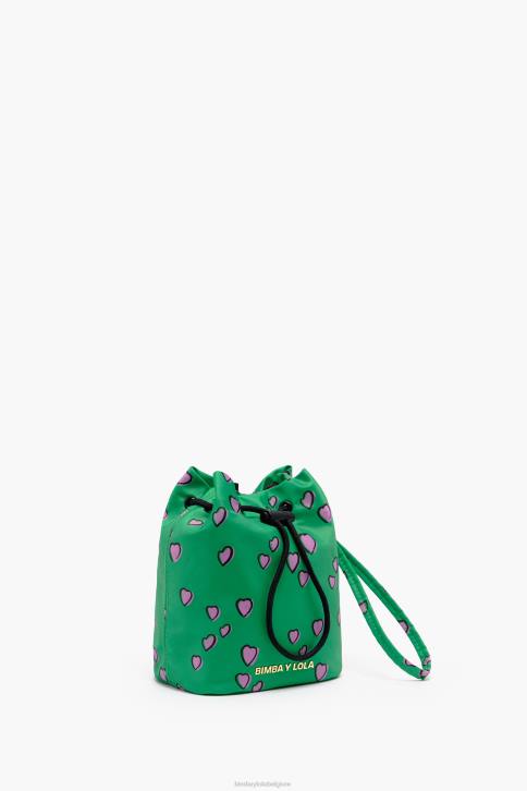 kleine bucket mini tas met hartjes print Bimba Y Lola groente accessoires 4HDL1085