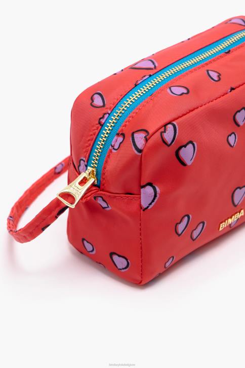 medium rechthoekig make-up etui met hartjes print Bimba Y Lola rood accessoires 4HDL1088