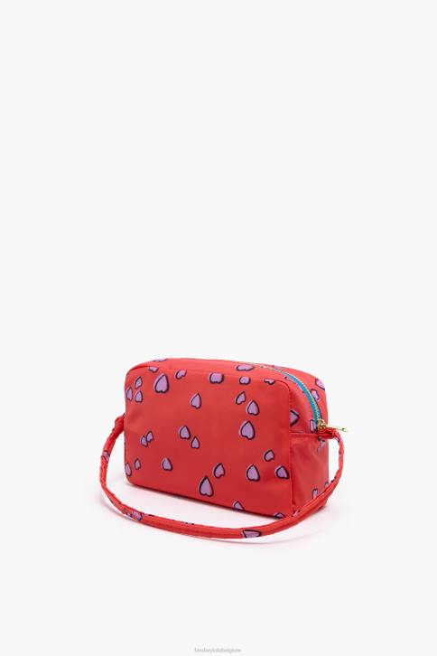 medium rechthoekig make-up etui met hartjes print Bimba Y Lola rood accessoires 4HDL1088