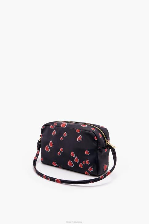 medium rechthoekig make-up etui met hartjes print Bimba Y Lola zwart accessoires 4HDL1089