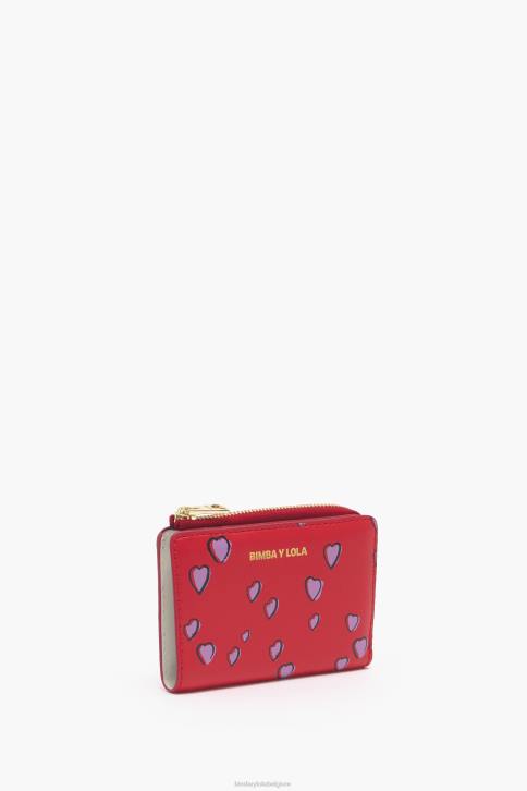 lederen kleine hartjes rechthoekige portemonnee Bimba Y Lola rood accessoires 4HDL1004