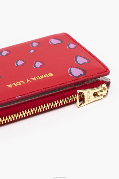 lederen kleine hartjes rechthoekige portemonnee Bimba Y Lola rood accessoires 4HDL1004
