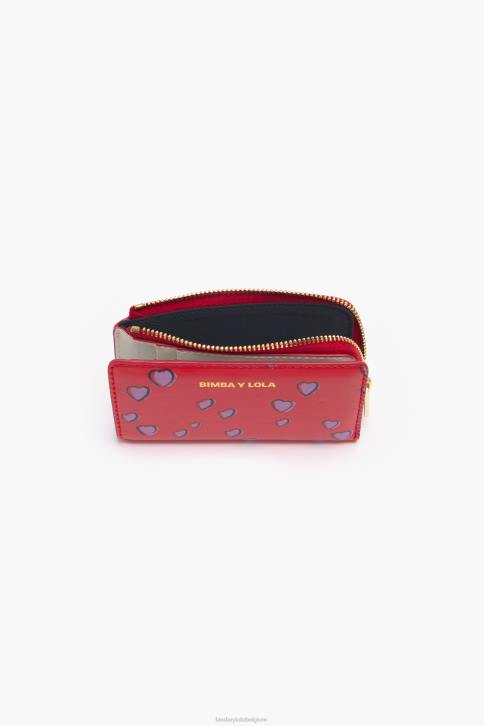 lederen kleine hartjes rechthoekige portemonnee Bimba Y Lola rood accessoires 4HDL1004