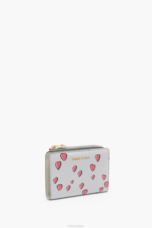 lederen portemonnee met kleine hartjes Bimba Y Lola grijs accessoires 4HDL1003
