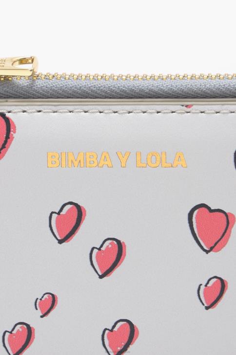 lederen portemonnee met kleine hartjes Bimba Y Lola grijs accessoires 4HDL1003