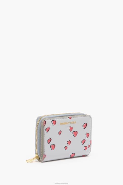 lederen portemonnee met kleine hartjes Bimba Y Lola grijs accessoires 4HDL1010