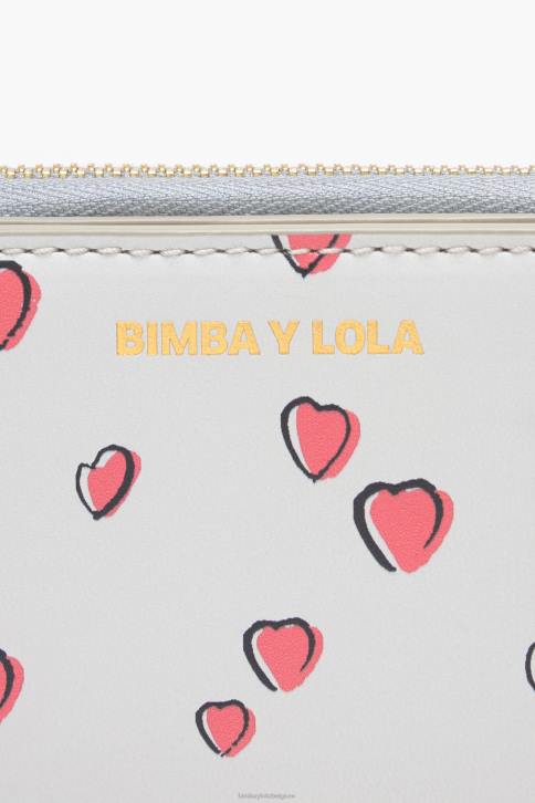lederen portemonnee met kleine hartjes Bimba Y Lola grijs accessoires 4HDL1010
