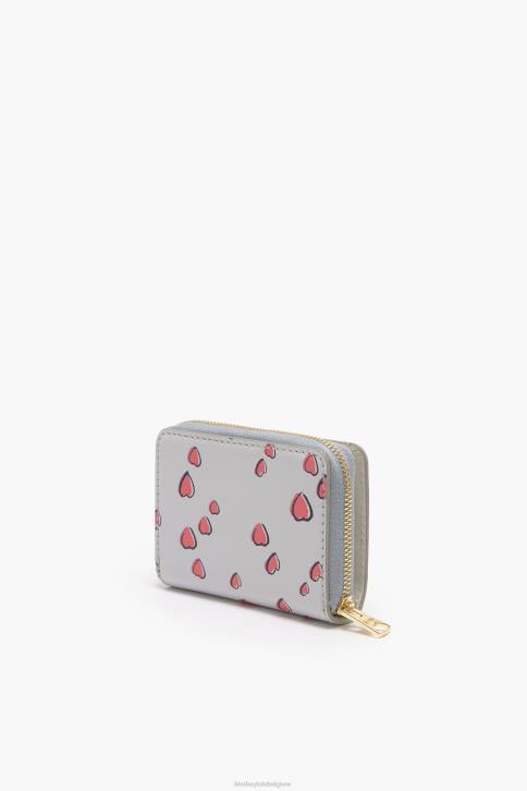 lederen portemonnee met kleine hartjes Bimba Y Lola grijs accessoires 4HDL1010