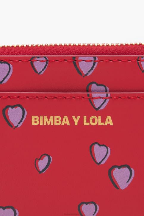lederen portemonnee met kleine hartjes Bimba Y Lola rood accessoires 4HDL1012