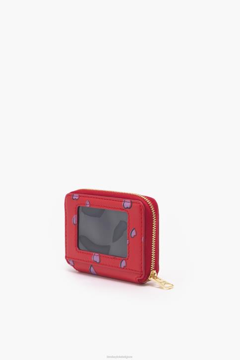 lederen portemonnee met kleine hartjes Bimba Y Lola rood accessoires 4HDL1012