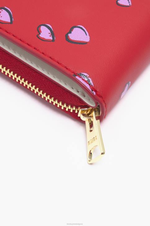 leren klepportemonnee met kleine hartenprint Bimba Y Lola rood accessoires 4HDL1011