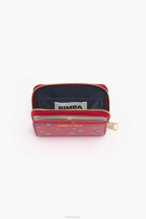 leren klepportemonnee met kleine hartenprint Bimba Y Lola rood accessoires 4HDL1011