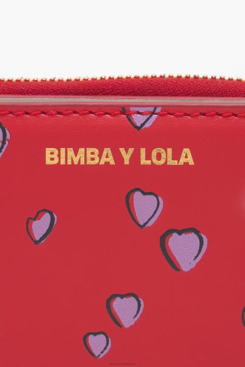 leren klepportemonnee met kleine hartenprint Bimba Y Lola rood accessoires 4HDL1011