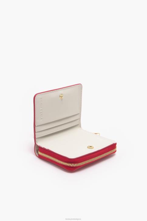 leren klepportemonnee met kleine hartenprint Bimba Y Lola rood accessoires 4HDL1011