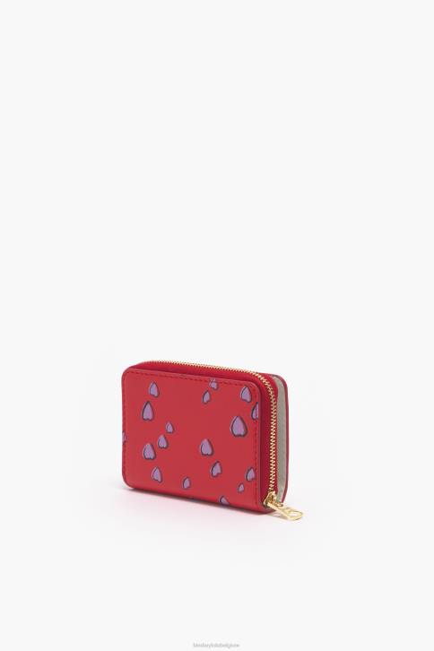 leren klepportemonnee met kleine hartenprint Bimba Y Lola rood accessoires 4HDL1011