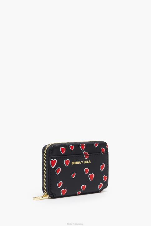 leren portemonnee met kleine hartenprint Bimba Y Lola zwart accessoires 4HDL1013