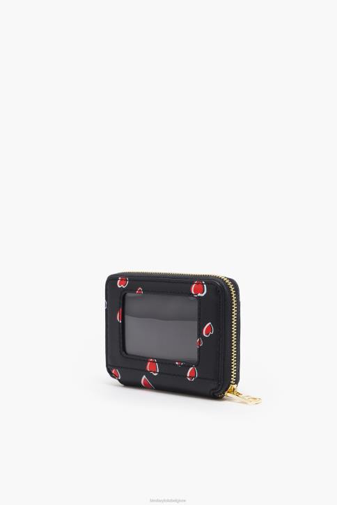 leren portemonnee met kleine hartenprint Bimba Y Lola zwart accessoires 4HDL1013