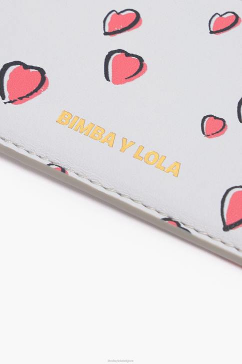leren rechthoekige portemonnee met kleine hartenprint Bimba Y Lola grijs accessoires 4HDL1008