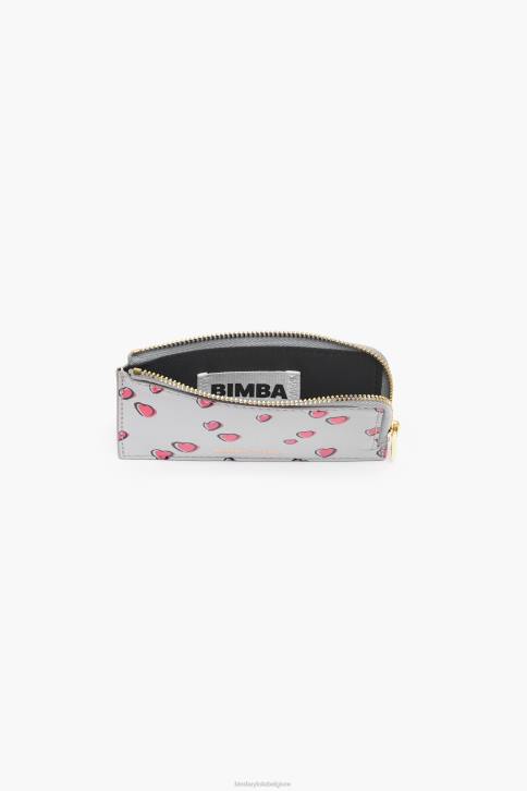 leren rechthoekige portemonnee met kleine hartenprint Bimba Y Lola grijs accessoires 4HDL1008