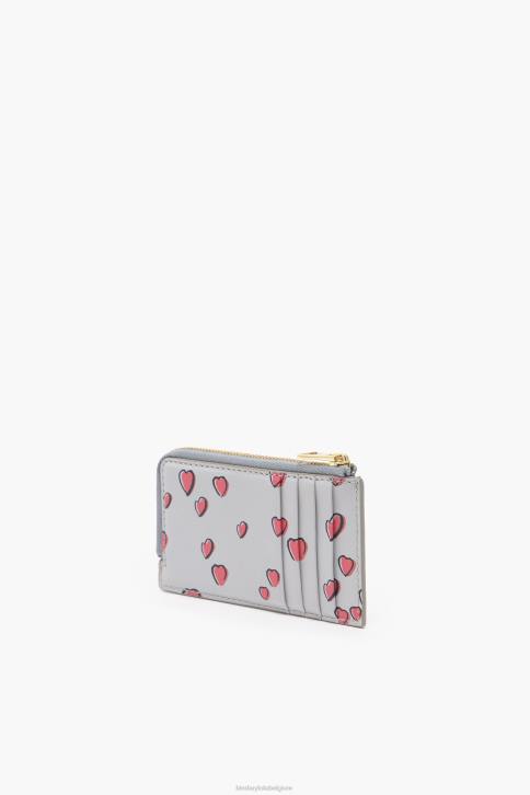 leren rechthoekige portemonnee met kleine hartenprint Bimba Y Lola grijs accessoires 4HDL1008