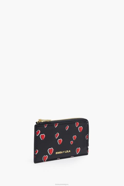 leren rechthoekige portemonnee met kleine hartenprint Bimba Y Lola zwart accessoires 4HDL1007