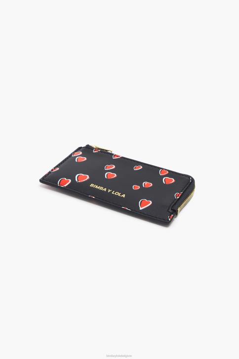 leren rechthoekige portemonnee met kleine hartenprint Bimba Y Lola zwart accessoires 4HDL1007