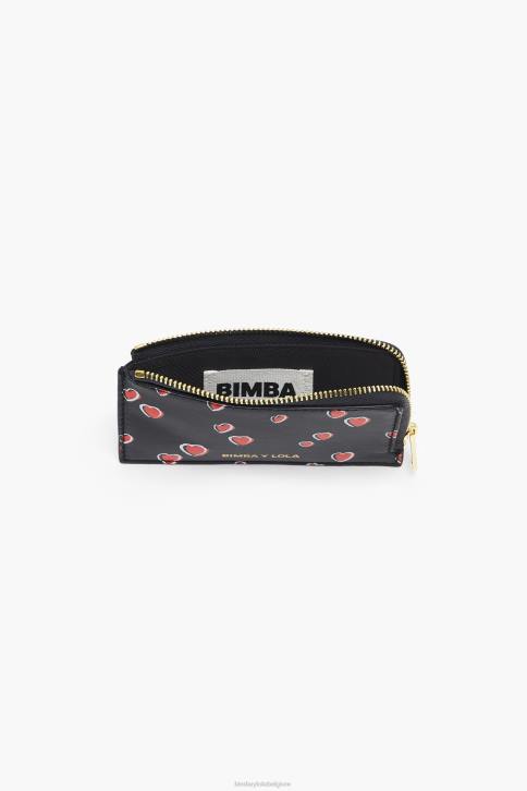 leren rechthoekige portemonnee met kleine hartenprint Bimba Y Lola zwart accessoires 4HDL1007