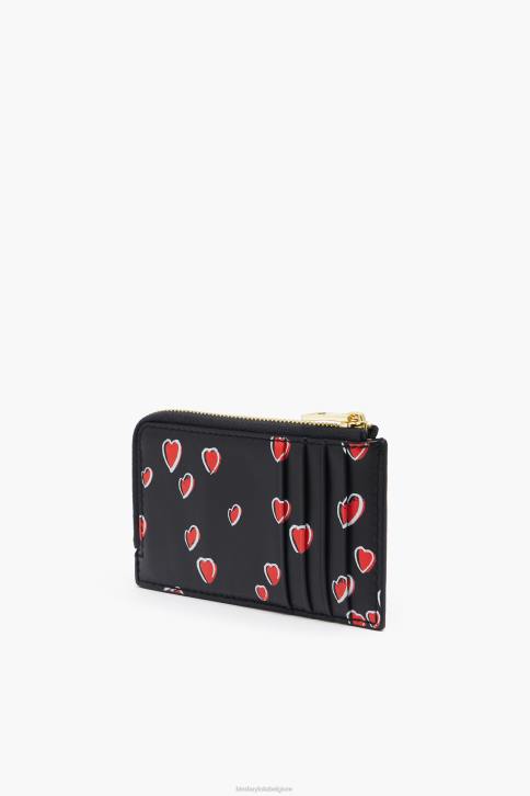 leren rechthoekige portemonnee met kleine hartenprint Bimba Y Lola zwart accessoires 4HDL1007