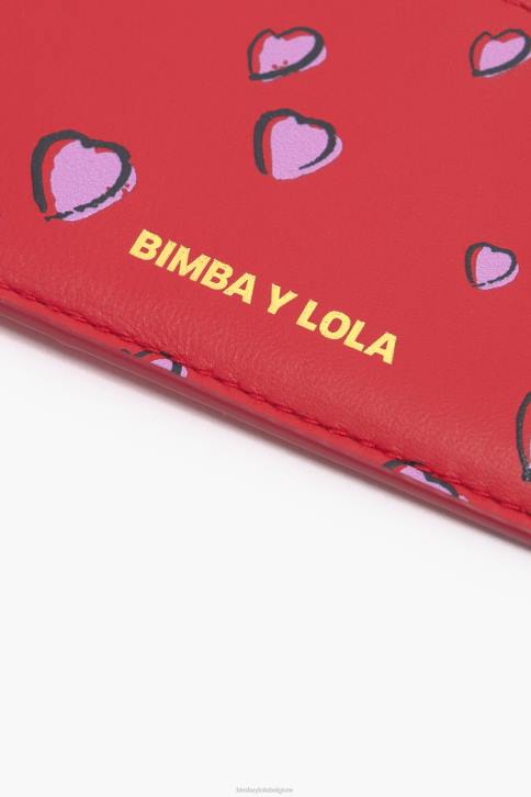 leren rechthoekige portemonnee met kleine hartjes print Bimba Y Lola rood accessoires 4HDL1009