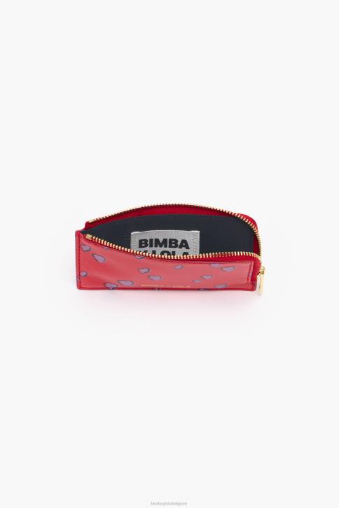 leren rechthoekige portemonnee met kleine hartjes print Bimba Y Lola rood accessoires 4HDL1009