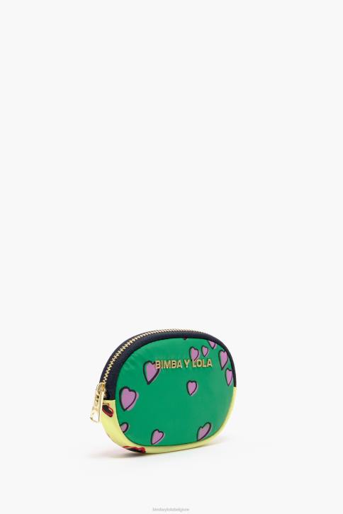 portemonnee met hartjes print Bimba Y Lola ovaal groen accessoires 4HDL1027