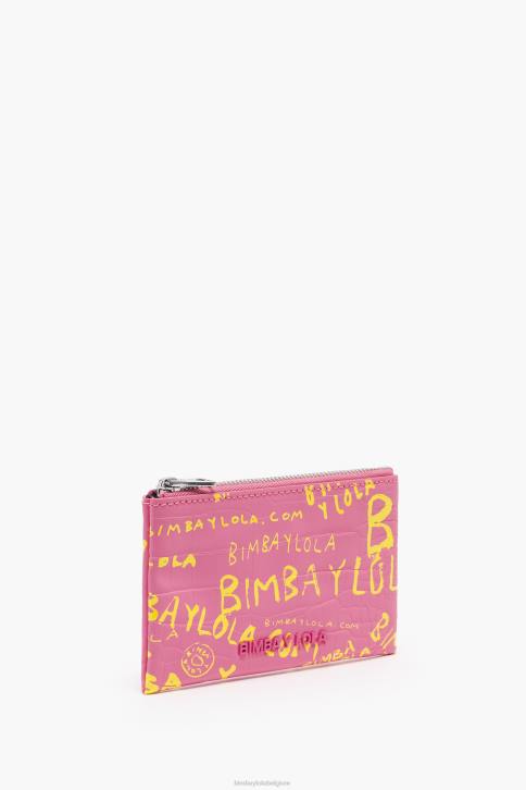 rechthoekige portemonnee met krokodillenprint Bimba Y Lola roze accessoires 4HDL1041