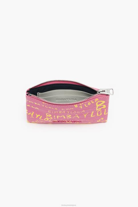 rechthoekige portemonnee met krokodillenprint Bimba Y Lola roze accessoires 4HDL1041