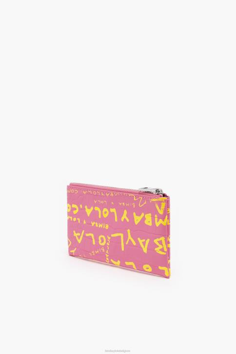 rechthoekige portemonnee met krokodillenprint Bimba Y Lola roze accessoires 4HDL1041