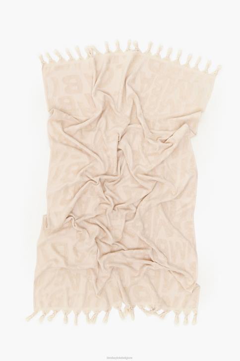 jacquard handdoek met logo Bimba Y Lola ivoor accessoires 4HDL882
