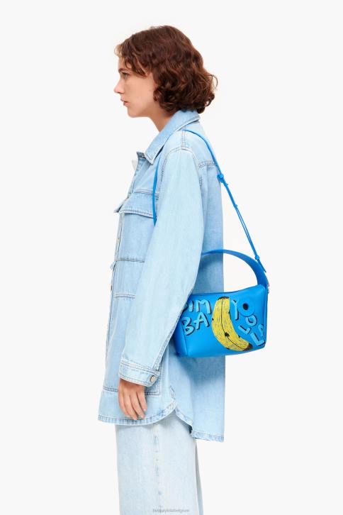 leren hobo tas van byl met bananenprint Bimba Y Lola blauw accessoires 4HDL56