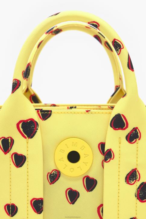 nylon draagtas met kleine hartenprint Bimba Y Lola geel accessoires 4HDL79