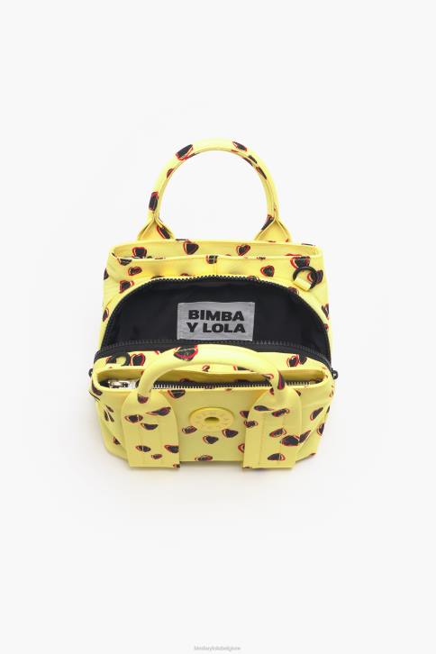 nylon draagtas met kleine hartenprint Bimba Y Lola geel accessoires 4HDL79