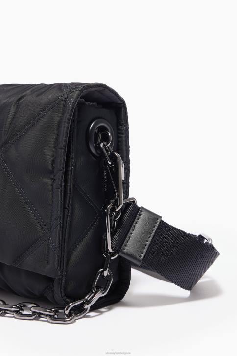 nylon schoudertas met klep Bimba Y Lola zwart accessoires 4HDL106