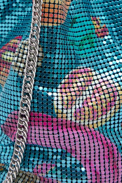 Bucket bag van gaas met bananenmix print Bimba Y Lola aquamarijn accessoires 4HDL145