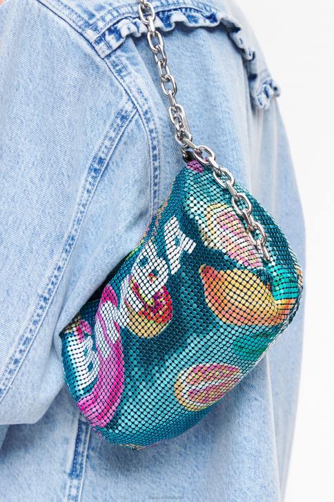 bananen mix mesh cilindrische zak Bimba Y Lola aquamarijn accessoires 4HDL143
