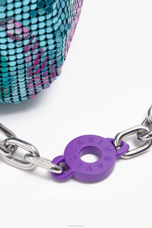bananen mix mesh cilindrische zak Bimba Y Lola aquamarijn accessoires 4HDL143