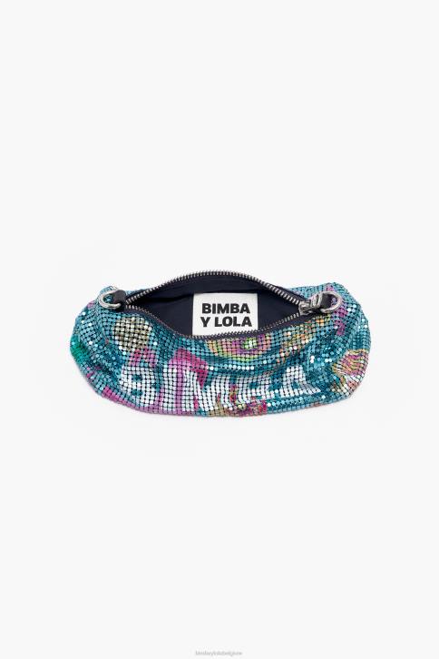 bananen mix mesh cilindrische zak Bimba Y Lola aquamarijn accessoires 4HDL143