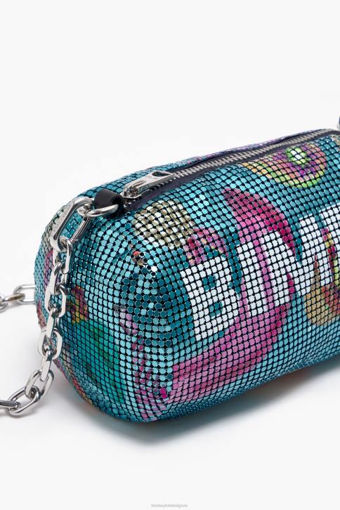 bananen mix mesh cilindrische zak Bimba Y Lola aquamarijn accessoires 4HDL143