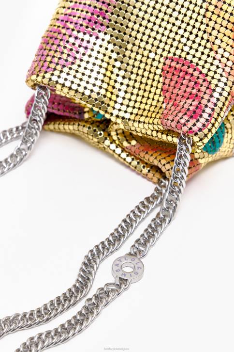 mesh bag met bananenmix print bucket bag Bimba Y Lola gouden accessoires 4HDL146