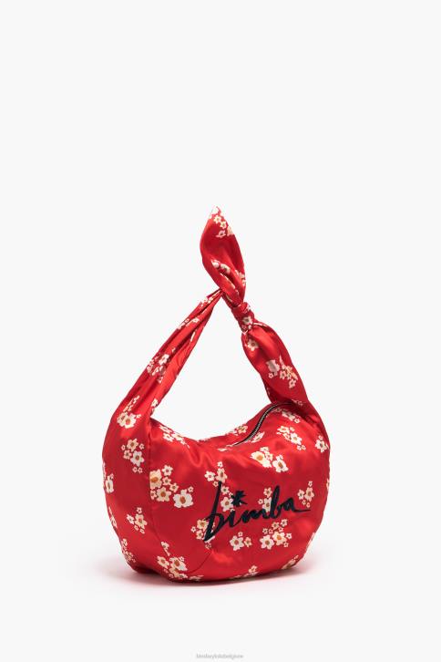 acryl bloemen nylon bucket bag Bimba Y Lola rood accessoires 4HDL121
