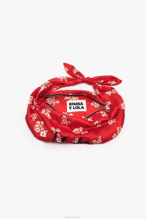acryl bloemen nylon bucket bag Bimba Y Lola rood accessoires 4HDL121