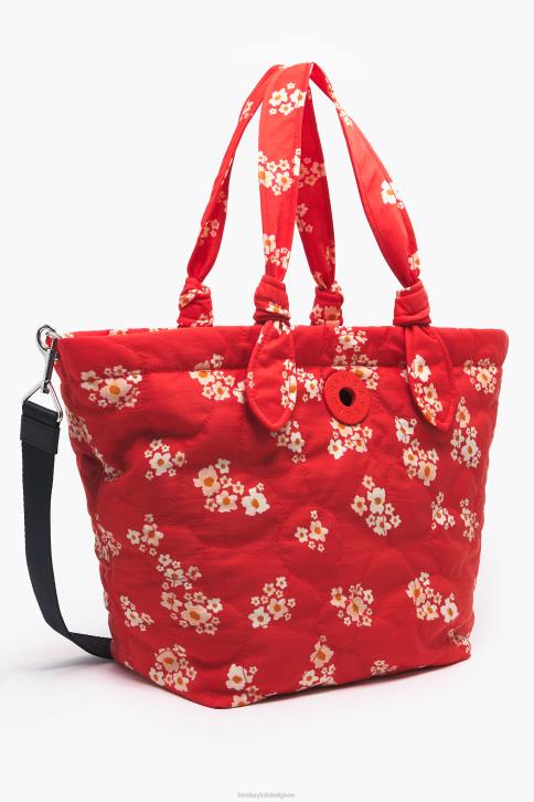 acryl bloemen nylon shopper tas Bimba Y Lola rood accessoires 4HDL133